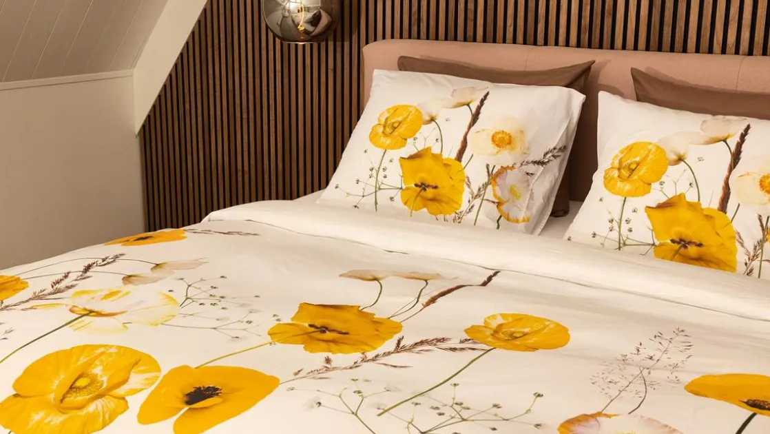 Yellow Poppy flanel dekbedovertrek