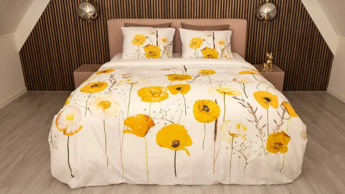 Yellow Poppy flanel dekbedovertrek